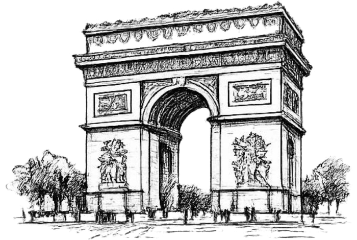 Arc de Triomphe, Tuschezeichnung